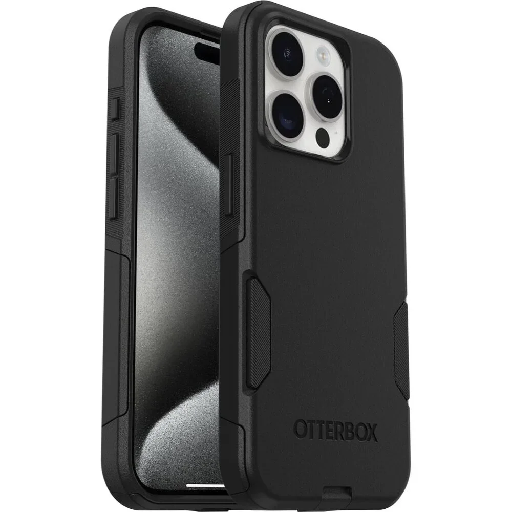OtterBox Commuter Series Case for iPhone 15 Pro - Black Slim Tough Pocket-Friend